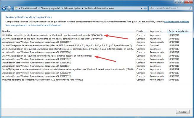 Actualizaciones SHA-2 Windows 7