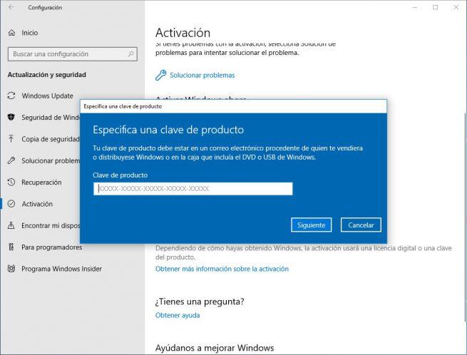 Clave Activar Windows 10