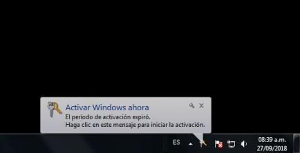 Mensaje Activar Windows 7