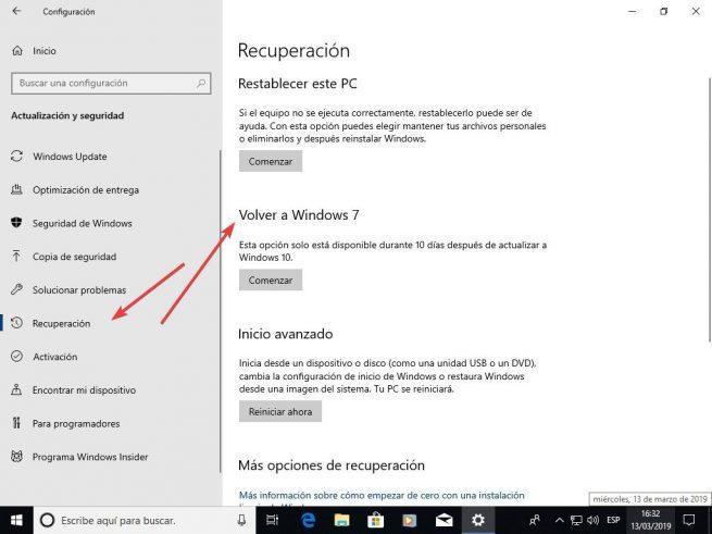 Volver de Windows 7 a Windows 10 - Manual 1