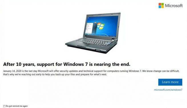 mensaje Windows 7