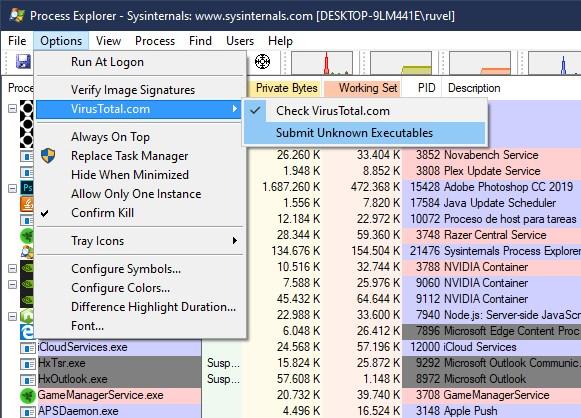 Análisis de proceso en busca de malware con Process Explorer - 1