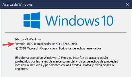 Comprobar versión Windows 10