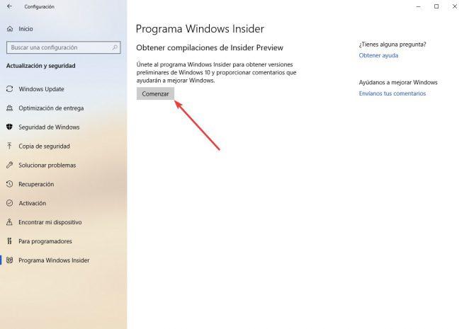 Windows 10 - apuntar Insider