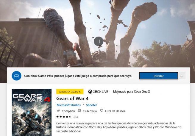 Xbox Game Pass - Descargar gears of war 4