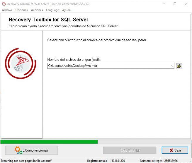 Recovery Toolbox for SQL Server . Recuperar base de datos SQL 2